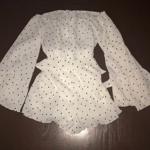 Missguided Bardot black and white flowy romper